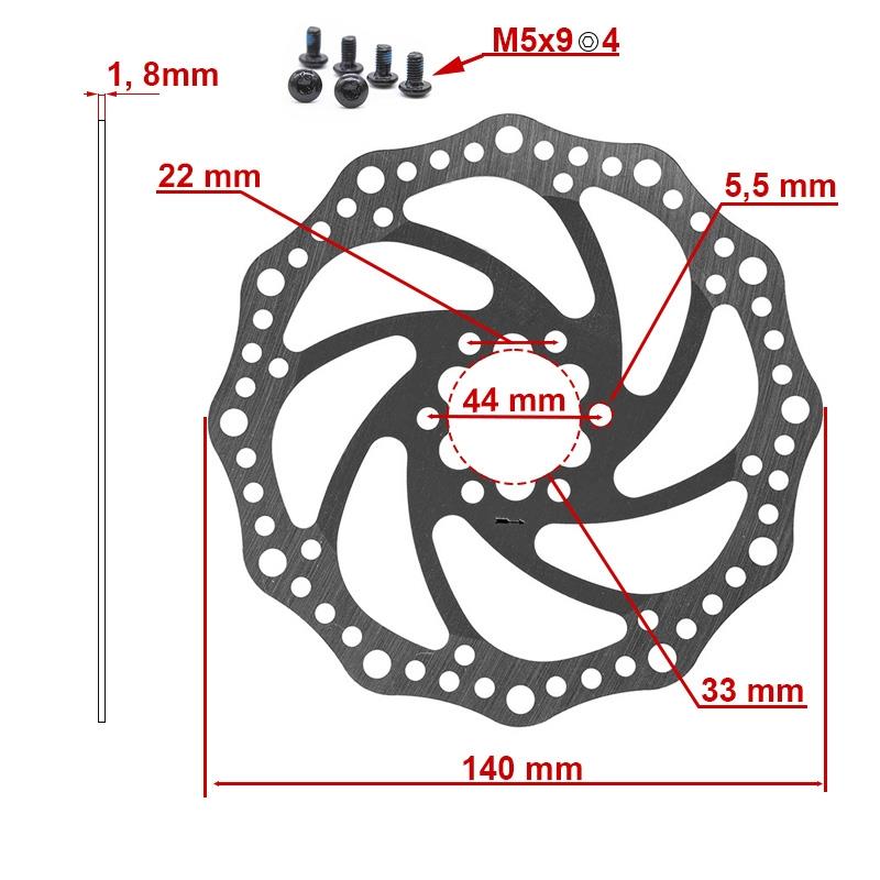 Bremsscheibe 140mm 6 Loch rot