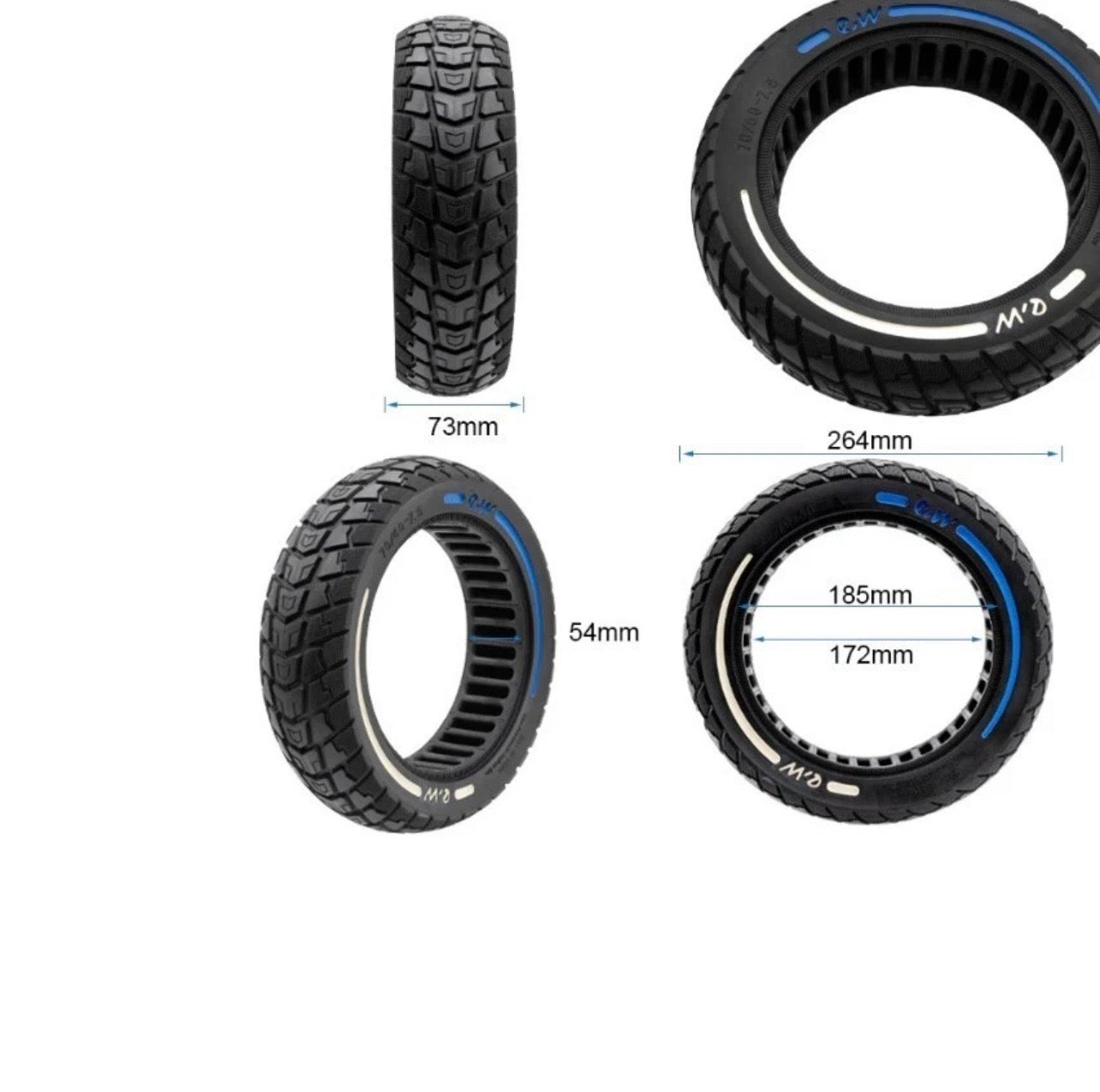 Vollgummi Reifen 70/60-7,5 schwarz blau Segway Ninebot Max G3 / ZT3 Pro E-Scooter