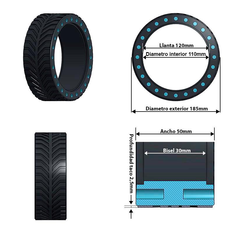 Vollgummi Reifen 8x2