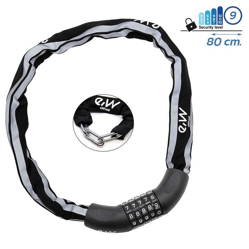 eWheel Kettenschloss mit Zahlenkombination 80cm
